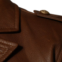 Dolce & Gabbana Brown Calfskin Leather Button Down Jacket