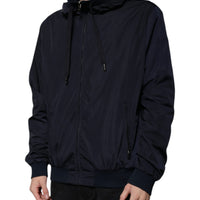 Dolce & Gabbana Dark Blue Logo Tape Full Zip Hooded Jacket