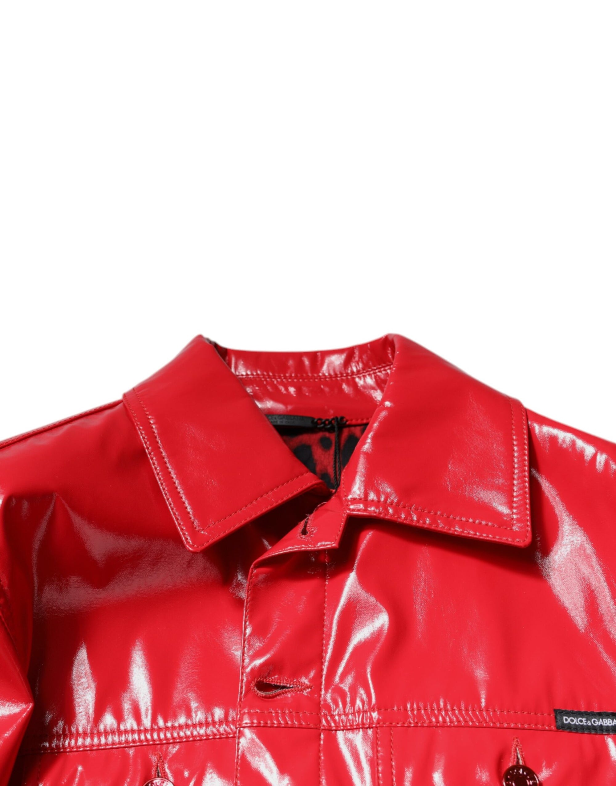 Dolce &amp; Gabbana Red Polyester Button Down Collared Jacket
