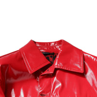 Dolce & Gabbana Red Polyester Button Down Collared Jacket