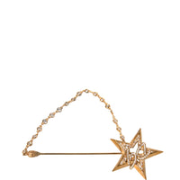 Dolce & Gabbana Gold Brass DG Logo Star Crystal Brooch Lapel Pin