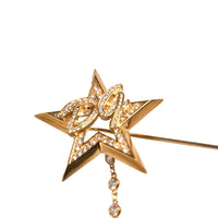 Dolce & Gabbana Gold Brass DG Logo Star Crystal Brooch Lapel Pin