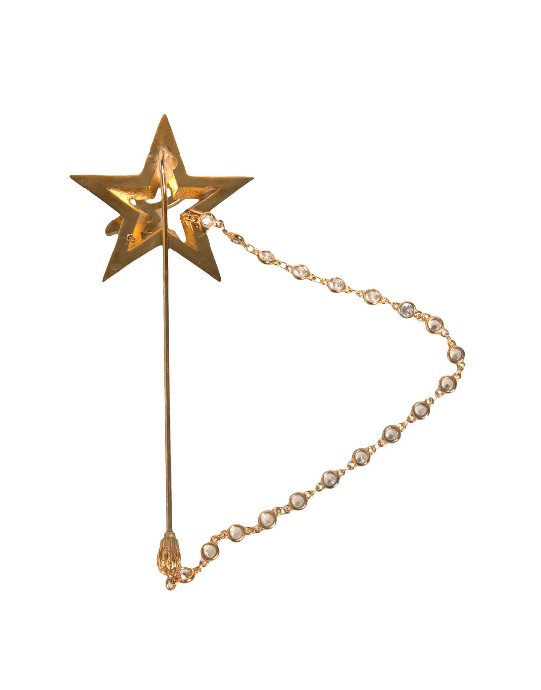 Dolce & Gabbana Gold Brass DG Logo Star Crystal Brooch Lapel Pin