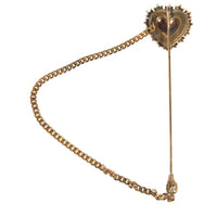 Dolce & Gabbana Gold 925 Sterling Silver Sacred Heart Pin Collar Brooch