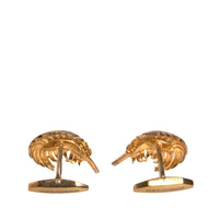 Dolce & Gabbana Gold 925 Sterling Silver Crystal Leaf Cufflink