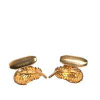 Dolce & Gabbana Gold 925 Sterling Silver Crystal Leaf Cufflink