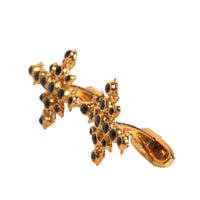 Dolce & Gabbana Gold Tone Brass Cross Crystal Cufflink