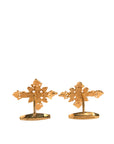 Dolce & Gabbana Gold Tone Brass Cross Crystal Cufflink