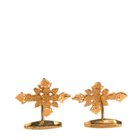 Dolce & Gabbana Gold Tone Brass Cross Crystal Cufflink