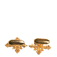 Dolce & Gabbana Gold Tone Brass Cross Crystal Cufflink