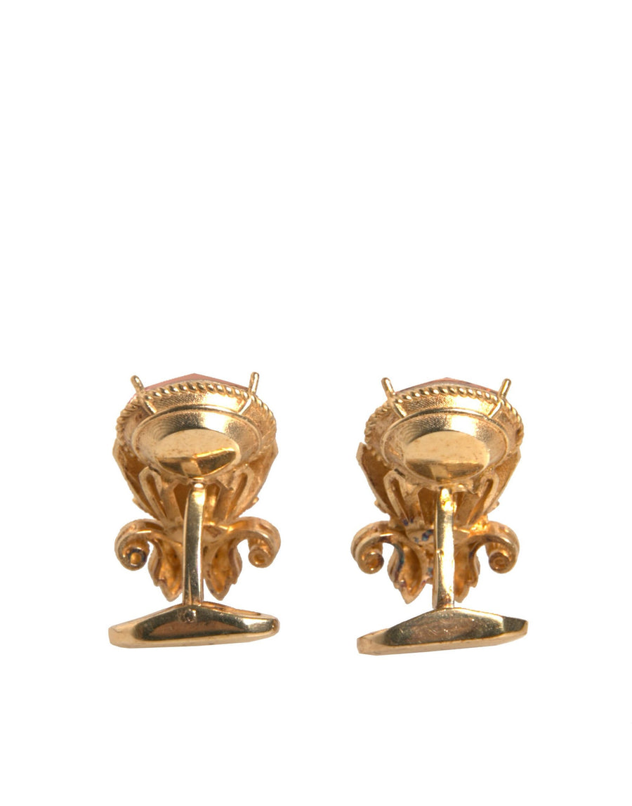 Dolce & Gabbana Gold Tone 925 Sterling Silver Crystal Cufflink