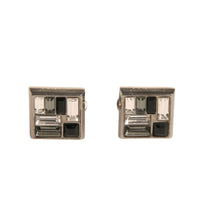 Dolce & Gabbana Silver Plated Brass Pin Crystal Cufflinks