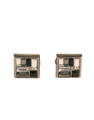 Dolce & Gabbana Silver Plated Brass Pin Crystal Cufflinks