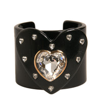 Dolce & Gabbana Black Plastic Heart Crystals Women Bangle Bracelet