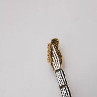 Dolce & Gabbana Gold Brass Beaded Guitar Pin Brooch