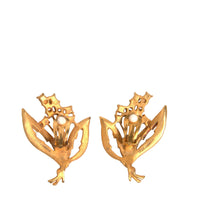 Dolce & Gabbana Gold Tone Brass Lily Of The Valley Pearl Clip On Earrings