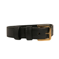 Dolce & Gabbana Black Textured Leather Gold Tone Metal Buckle Armband