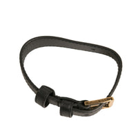 Dolce & Gabbana Black Textured Leather Gold Tone Metal Buckle Armband