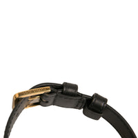 Dolce & Gabbana Black Textured Leather Gold Tone Metal Buckle Armband