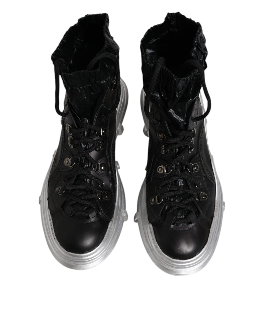 Dolce & Gabbana Black Nylon Galileo High Top Sneakers Shoes