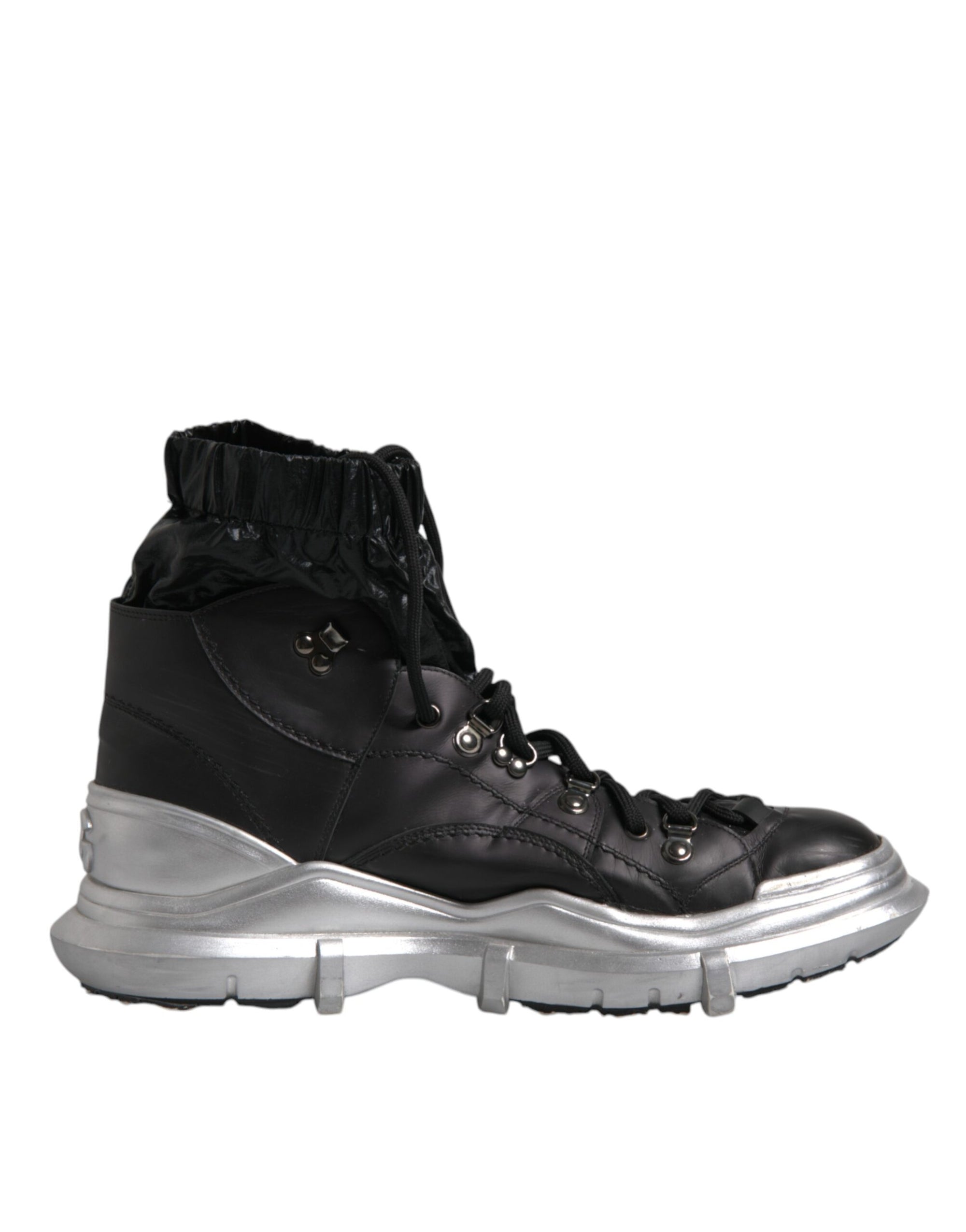 Dolce &amp; Gabbana Black Nylon Galileo High Top Sneakers Shoes