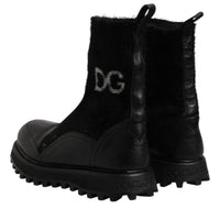 Dolce & Gabbana Black DG Logo Horse Sock Ankle Boots Shoes