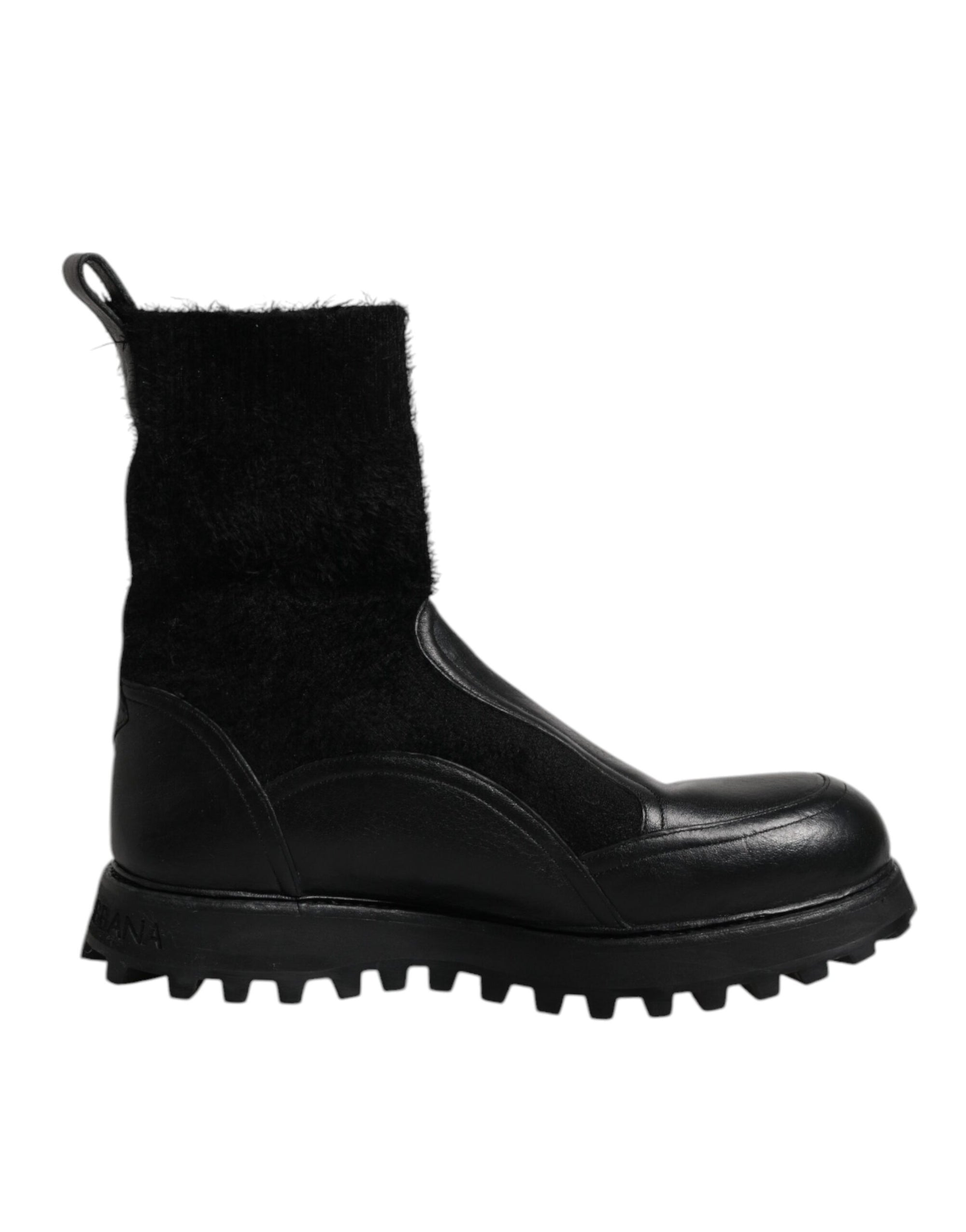 Dolce &amp; Gabbana Black DG Logo Horse Sock Ankle Boots Shoes