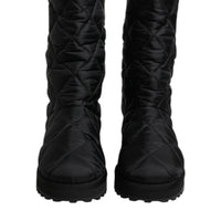 Dolce & Gabbana Black Polyester Padded Mid Calf Boots Winter Shoes