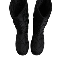 Dolce & Gabbana Black Polyester Padded Mid Calf Boots Winter Shoes