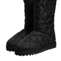 Dolce & Gabbana Black Polyester Padded Mid Calf Boots Winter Shoes