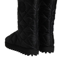 Dolce & Gabbana Black Polyester Padded Mid Calf Boots Winter Shoes