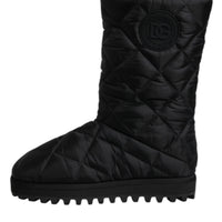 Dolce & Gabbana Black Polyester Padded Mid Calf Boots Winter Shoes