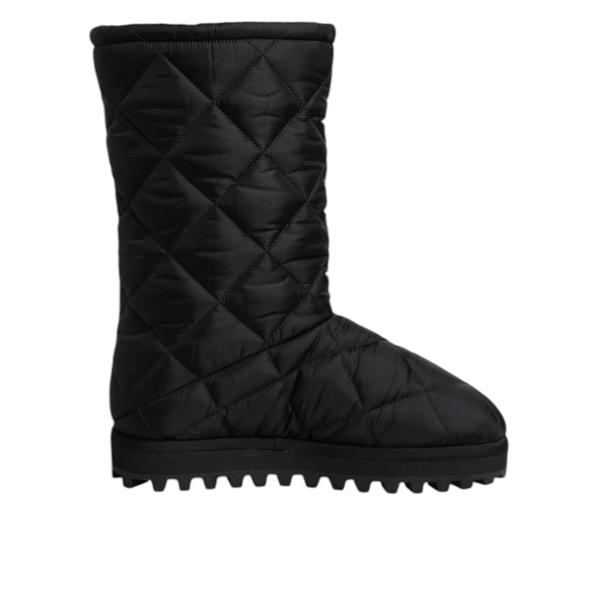 Dolce &amp; Gabbana Black Polyester Padded Mid Calf Boots Winter Shoes