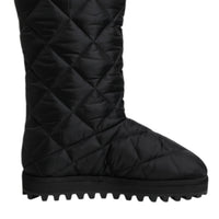 Dolce & Gabbana Black Polyester Padded Mid Calf Boots Winter Shoes