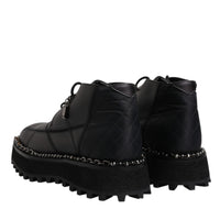 Dolce & Gabbana Black Leather Lace Up Ankle Boots Shoes