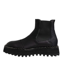 Dolce & Gabbana Black Chelsea Boots Leather Slip On Shoes