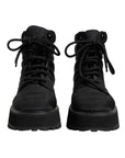 Dolce & Gabbana Black Padded Mid Calf Lace Up Boots Shoes