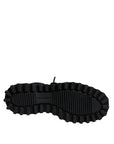 Dolce & Gabbana Black Padded Mid Calf Lace Up Boots Shoes