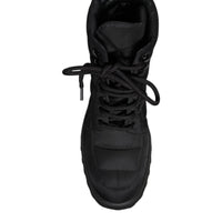 Dolce & Gabbana Black Padded Mid Calf Lace Up Boots Shoes