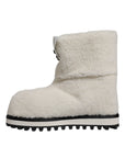 Dolce & Gabbana White Plush Logo Padded Mid Calf Boots Shoes