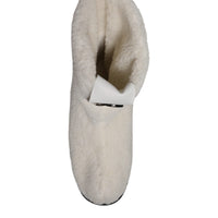 Dolce & Gabbana White Plush Logo Padded Mid Calf Boots Shoes