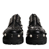 Dolce & Gabbana Black Trekking Studded Derby Logo Shoes