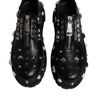 Dolce & Gabbana Black Trekking Studded Derby Logo Shoes