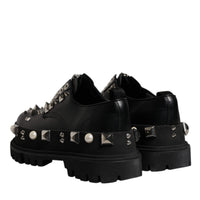 Dolce & Gabbana Black Trekking Studded Derby Logo Shoes