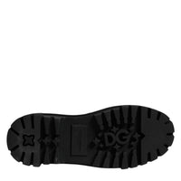 Dolce & Gabbana Black Trekking Studded Derby Logo Shoes