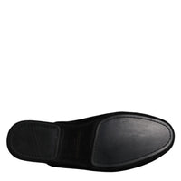 Dolce & Gabbana Black Viscose Velvet Slides Flat Slipper Shoes