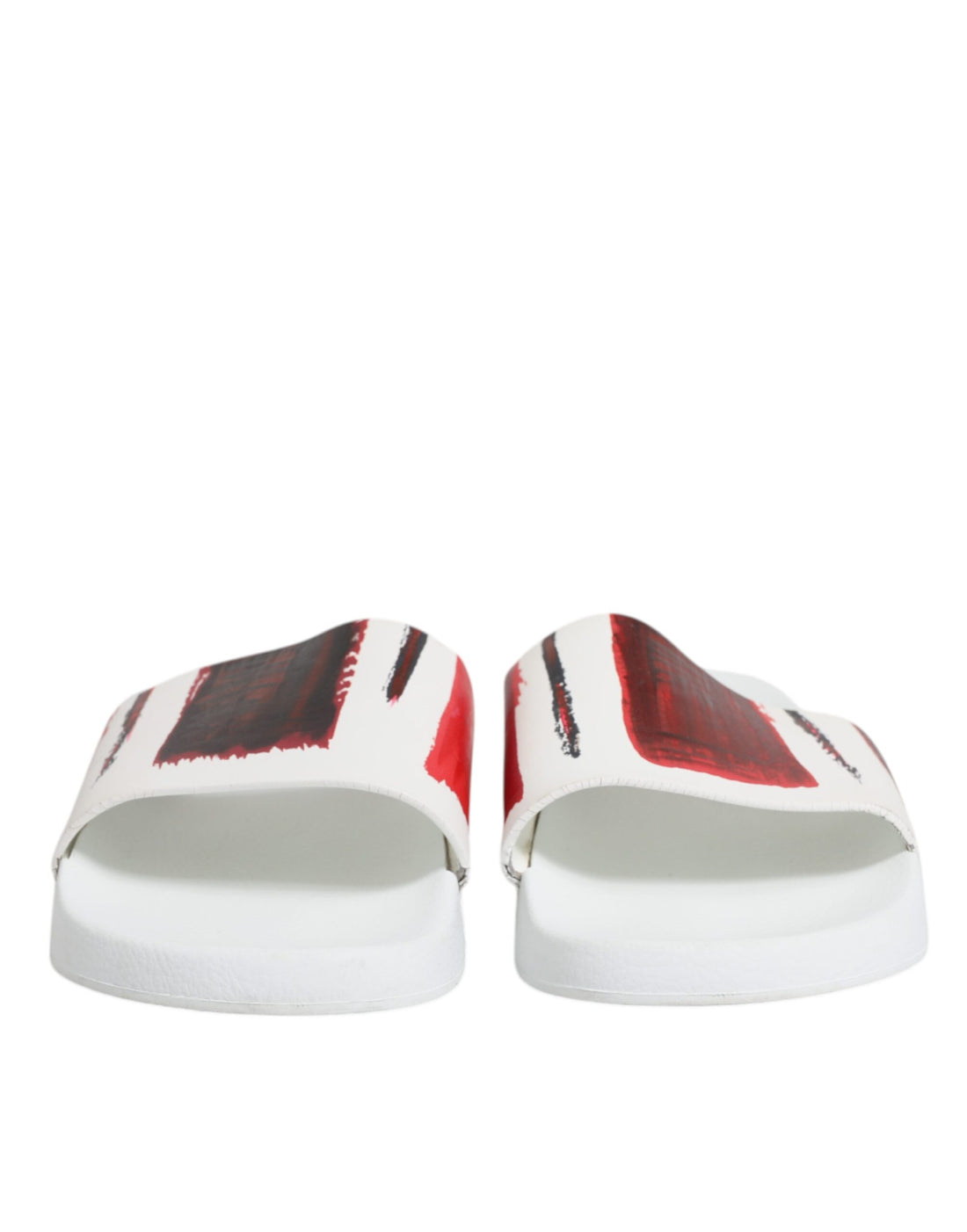 Dolce & Gabbana White Leather Slides Sandals Beachwear Shoes