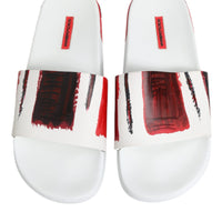 Dolce & Gabbana White Leather Slides Sandals Beachwear Shoes