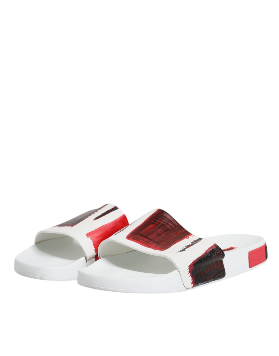 Dolce & Gabbana White Leather Slides Sandals Beachwear Shoes