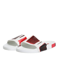 Dolce & Gabbana White Leather Slides Sandals Beachwear Shoes